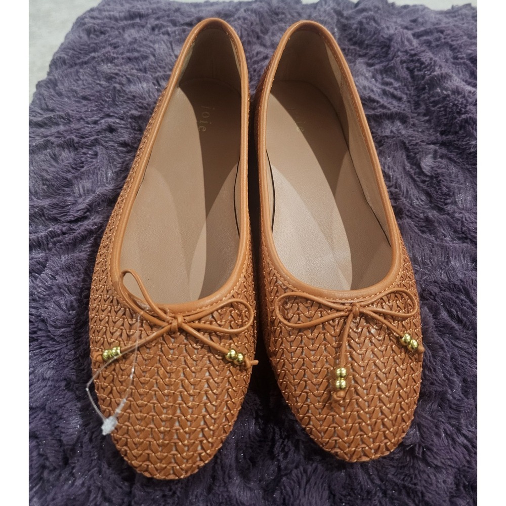 New Joie Aimme Women's Ballet Flat Caramel Tan Size 9.5 Classic Casual Bow Tie